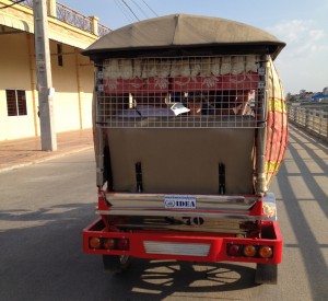 David & Margaret's first ride in a Cambodian tuk-tuk.