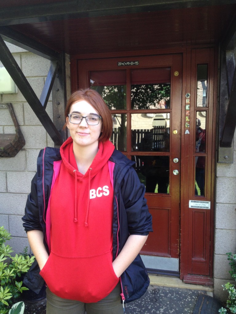 Lauren at her new job, working in a residential home in Leith, near Edinburgh.
